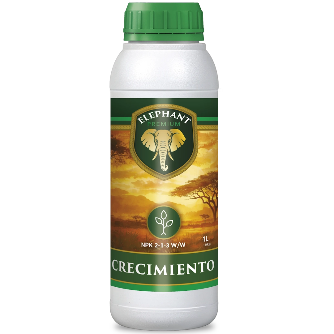 Botella de fertilizante vegetativo Elephant Crecimiento de 1 litro con fórmula NPK 2-1-3 para un crecimiento vigoroso de las plantas