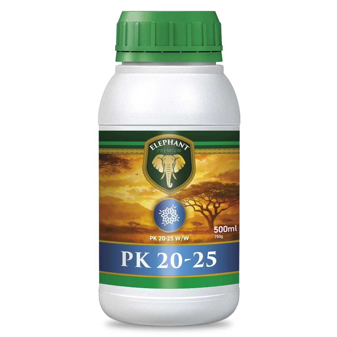 Botella de 500 ml de Elephant PK 20-25, potenciador de floración con fórmula PK 20-25 para aumentar la densidad de las flores y favorecer la maduración final