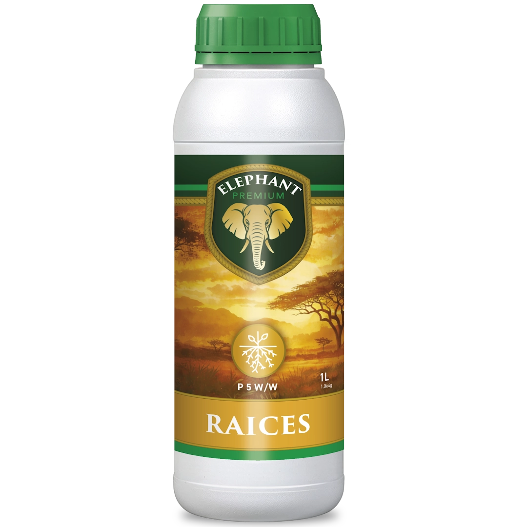 Botella de 1 l de estimulador de raíces Elephant Raíces con fórmula P 5 para un desarrollo radicular más fuerte y una mejor absorción de nutrientes