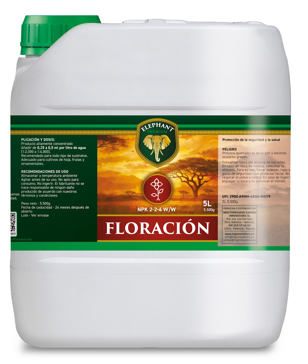 Elephant Premium Flowering 5L flowering fertilizer container with NPK 2-2-4 formula for enhanced bloom development